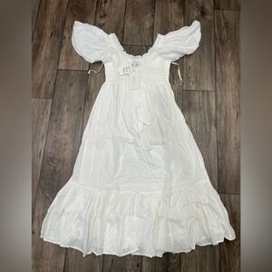 Cleobella Ashlyn Organic Cotton Dobby Midi Dress NWT SZ S